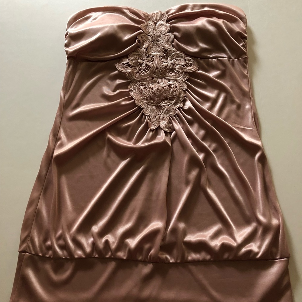 Satin and lace tube top